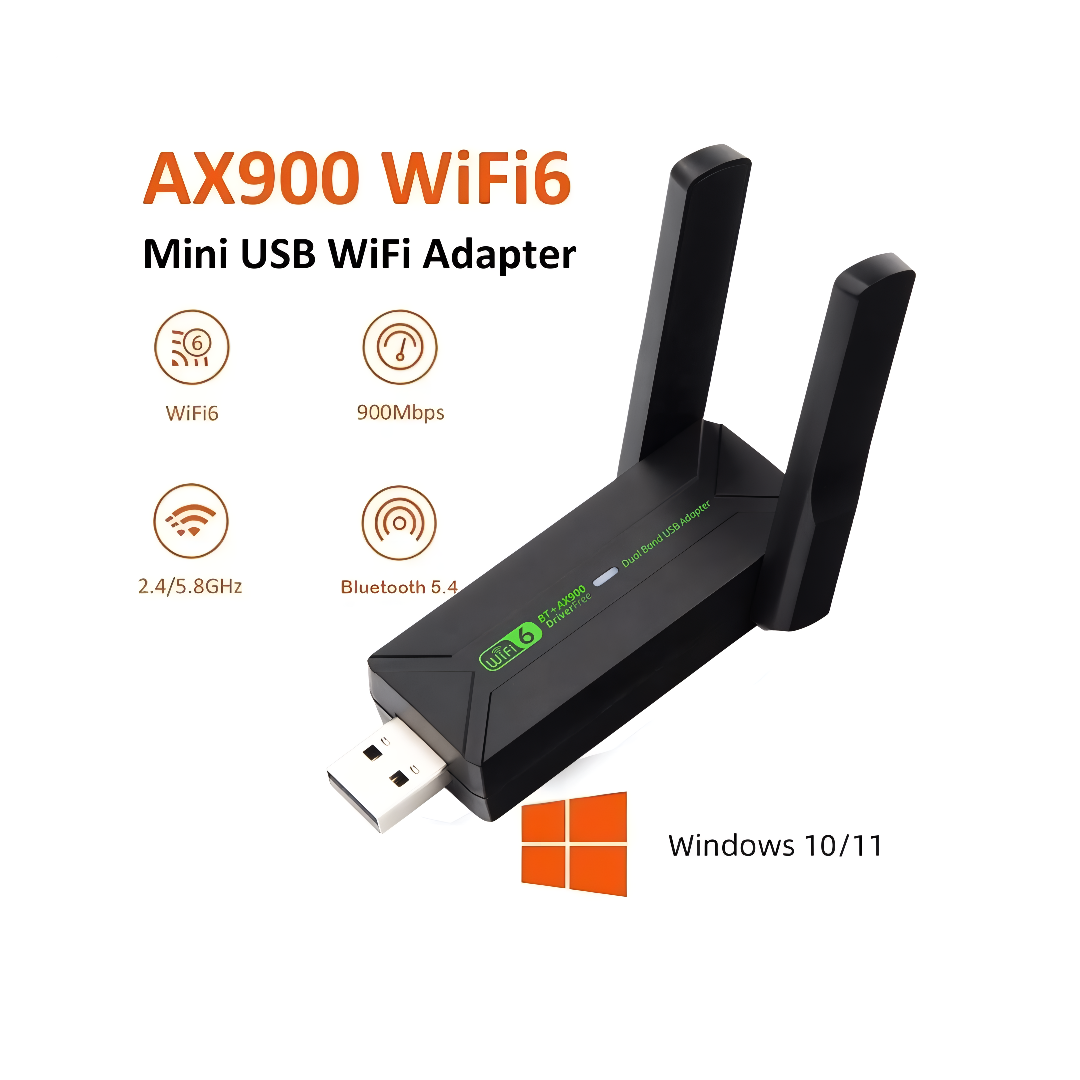 Untitled Project (1) Wavenex AX900 USB Wi-Fi 6 Adapter with Bluetooth. Dual-Band 2.4/5GHz up to 900Mbps, High-Gain Antenna, MU-MIMO, USB 3.0, Plug & Play for PC/Laptop. - Image 2
