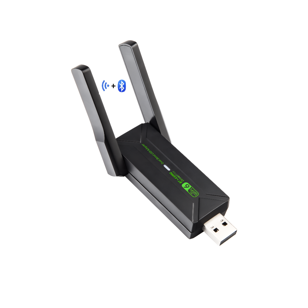 Wavenex AX900 USB Wi-Fi 6 Adapter with Bluetooth. Dual-Band 2.4/5GHz up to 900Mbps, High-Gain Antenna, MU-MIMO, USB 3.0, Plug & Play for PC/Laptop.