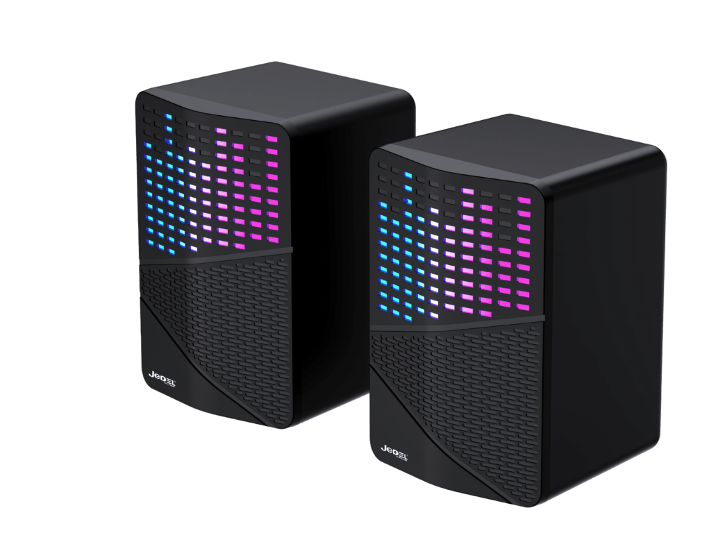 jedel-2-x-3w-multimedia-gaming-pc-speakers-with-rgb-lights-usb-powered-3-5mm-aux-stereo-20-khz-black-comet-s576